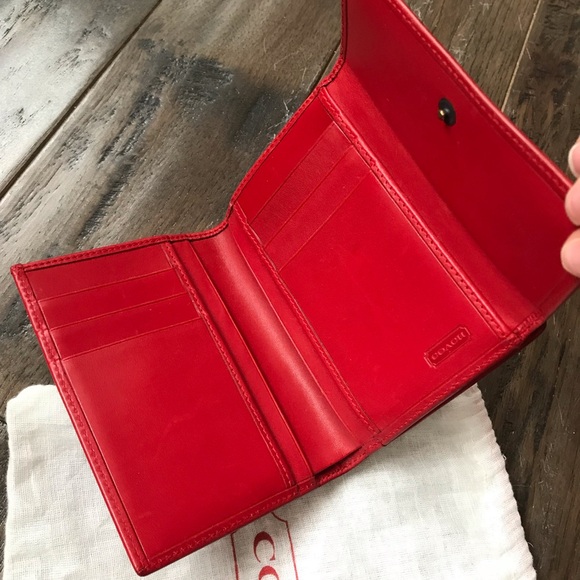 Coach Vintage Polished Calfskin Leather Mini Frame Wallet, 7891, 2000, Y2K, Red - Picture 3 of 16